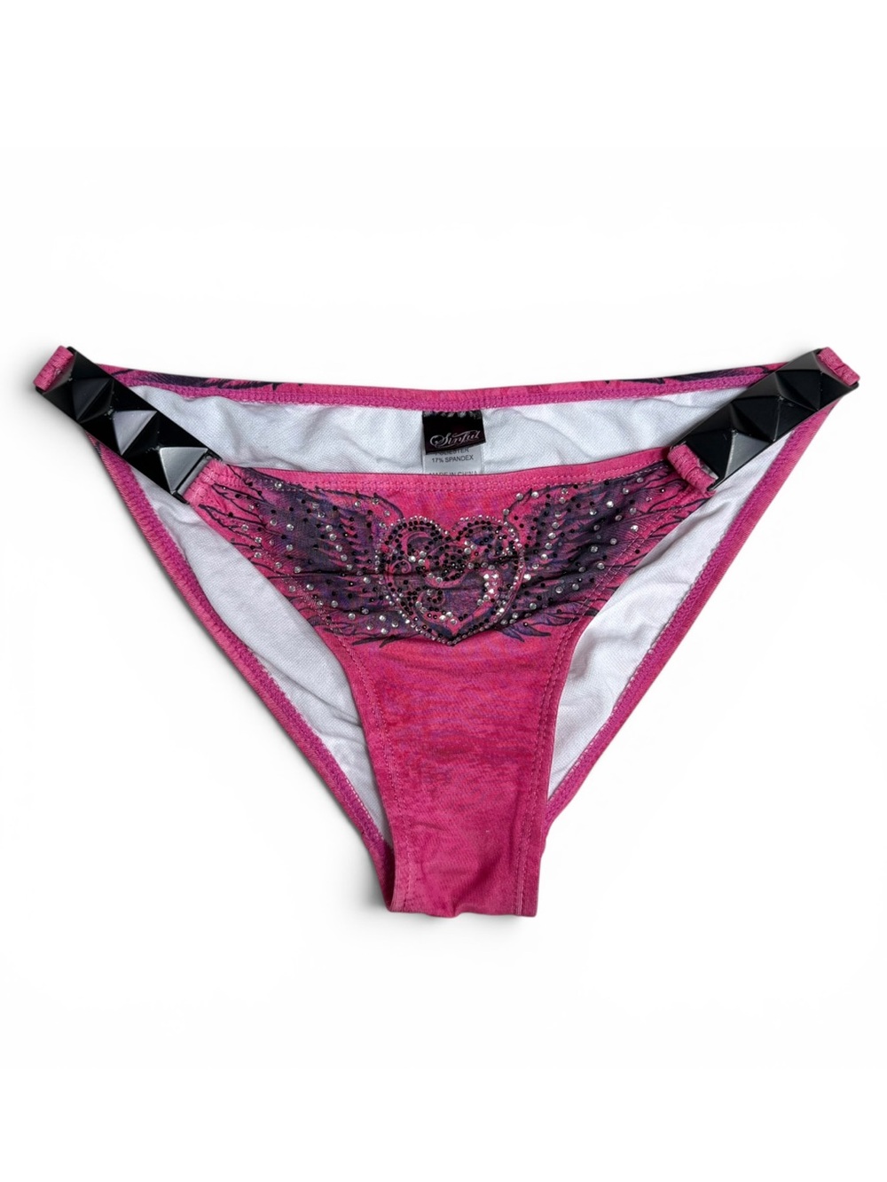 RARE Y2K Sinful Affliction Pink Rhinestone Bikini Bottoms